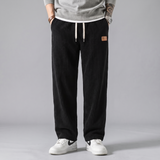 Yutori broek in zwart, corduroy met fleece voering en trekkoord